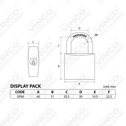 60mm Heavy Duty Brass Padlock